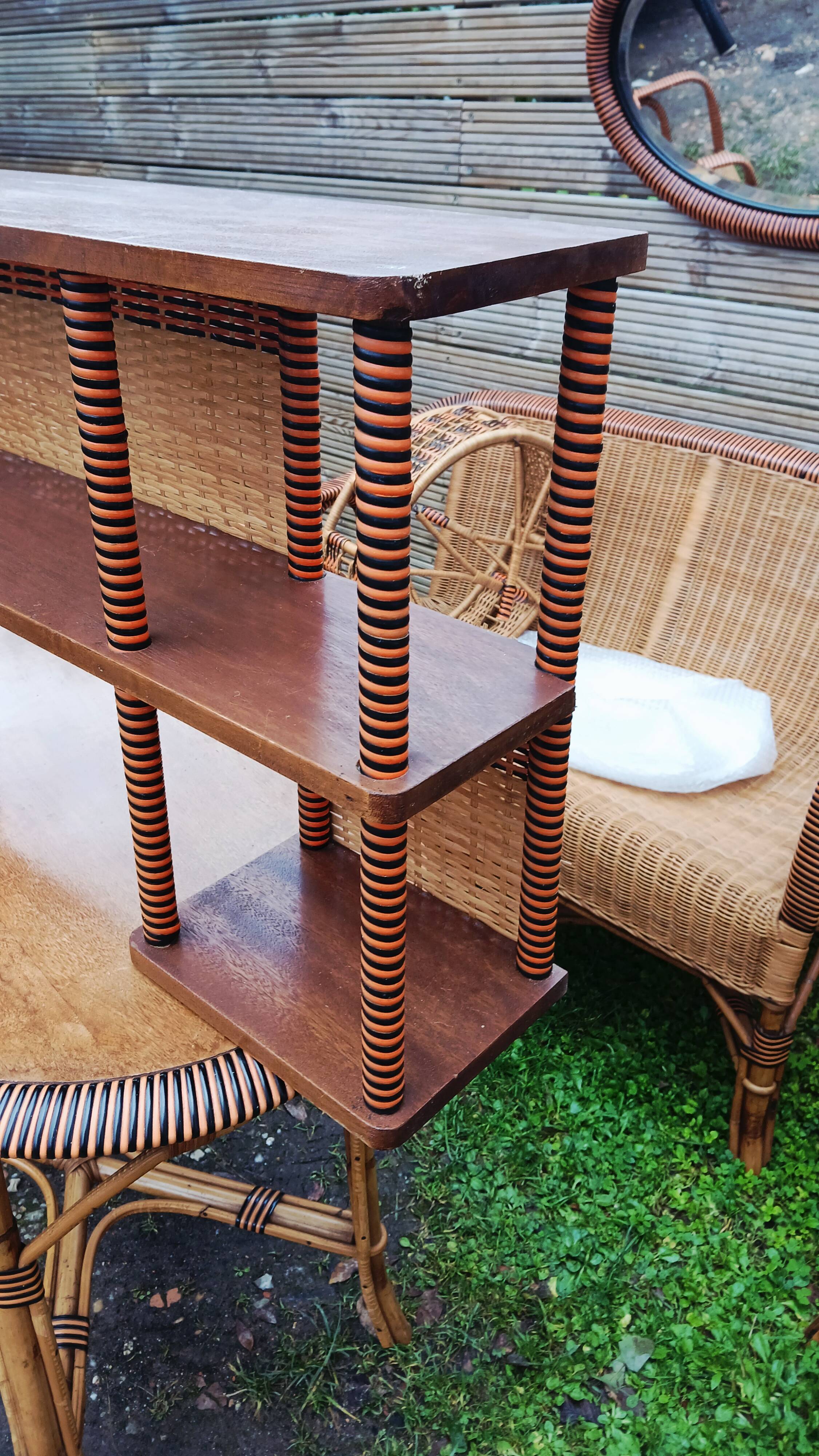 Salon d'hiver ancien en rotin (7 pièces)