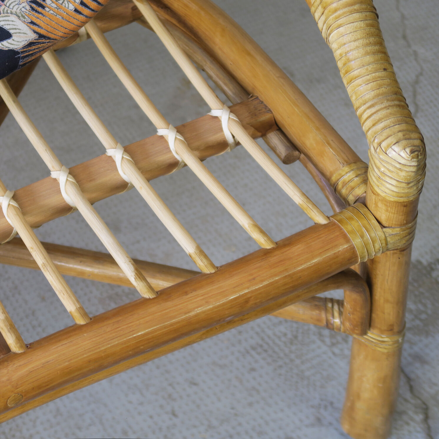 Rattan and caning bench