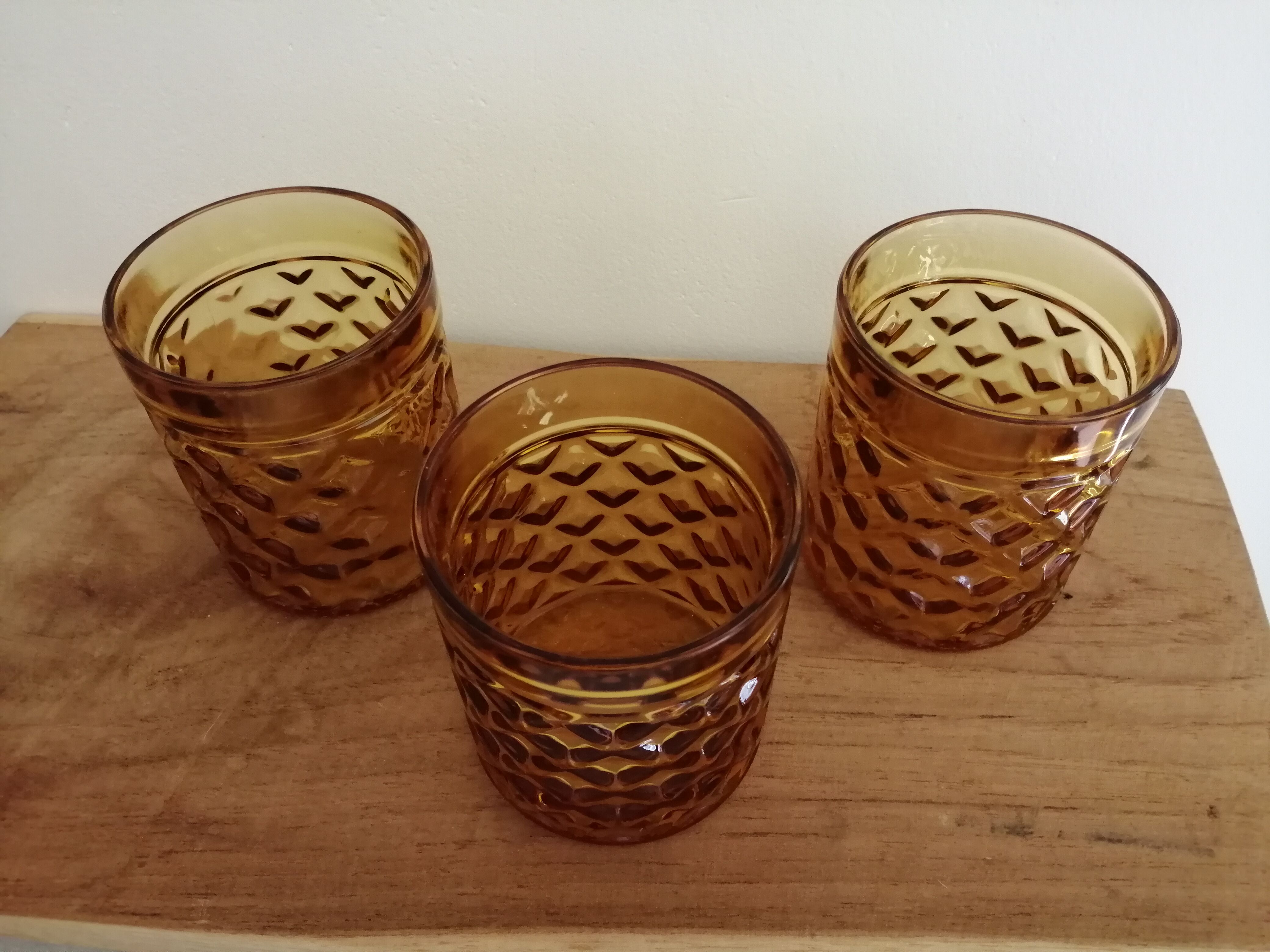 Lot of 3 vintage amber glasses PERNOD SA