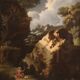Painting wooded landscape with St. John the Baptist from 18th century
