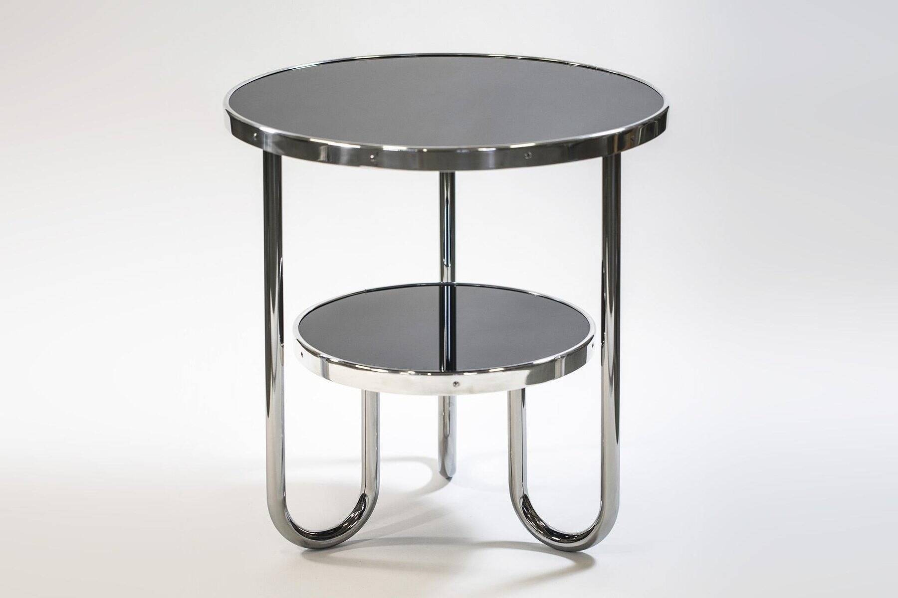 Small Bauhaus Black Chrome Table from Kovona, Czechia, 1970s