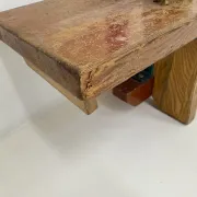 Banc d'école en bois massif vintage, années 1970