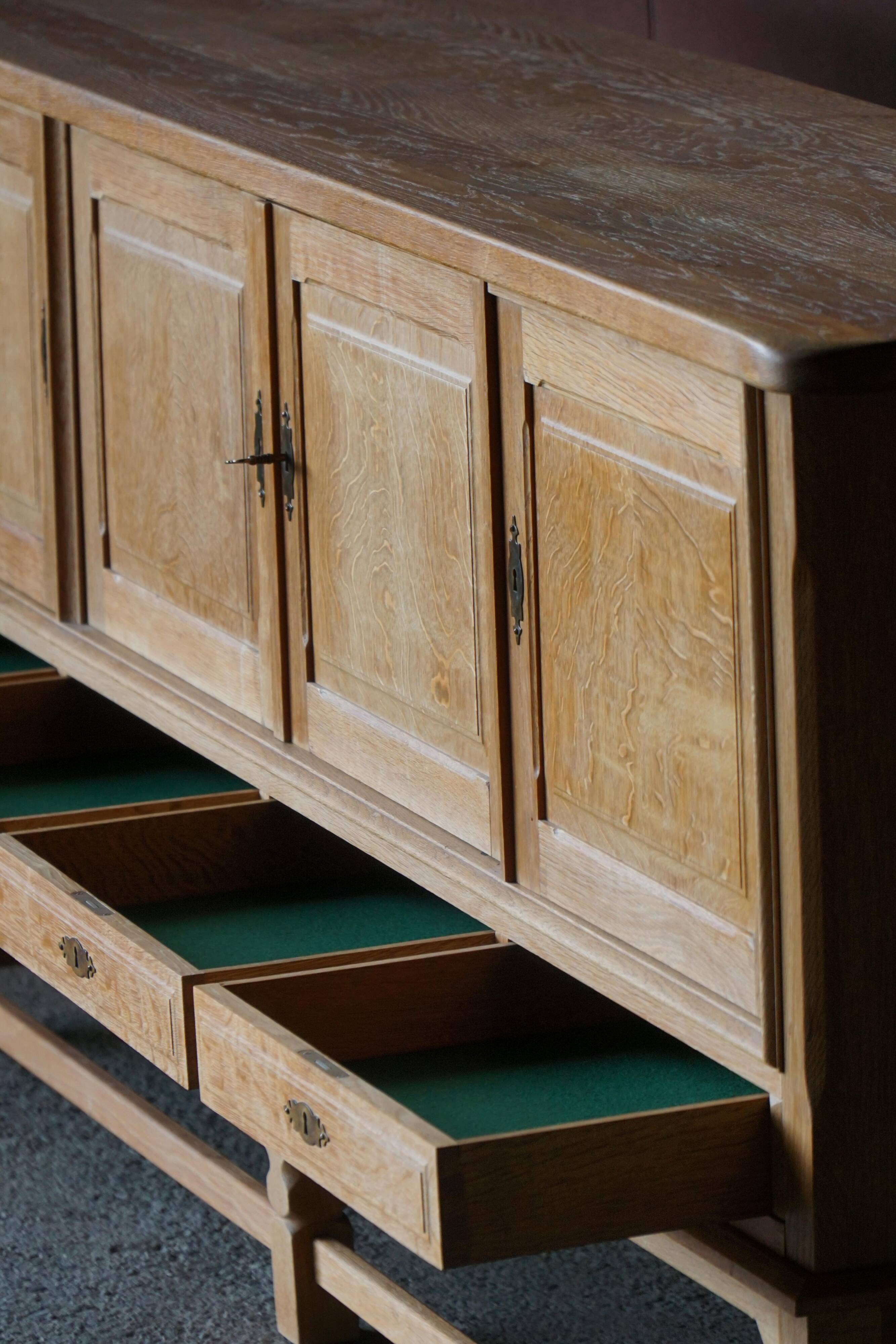 Henning Kjærnulf, mid-century Danish brutalist enfilade in oak, 1960s.