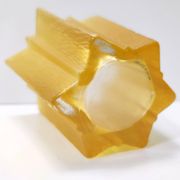 Art deco star shaped yellow glass vase attributed to pierre d'avesn for daum