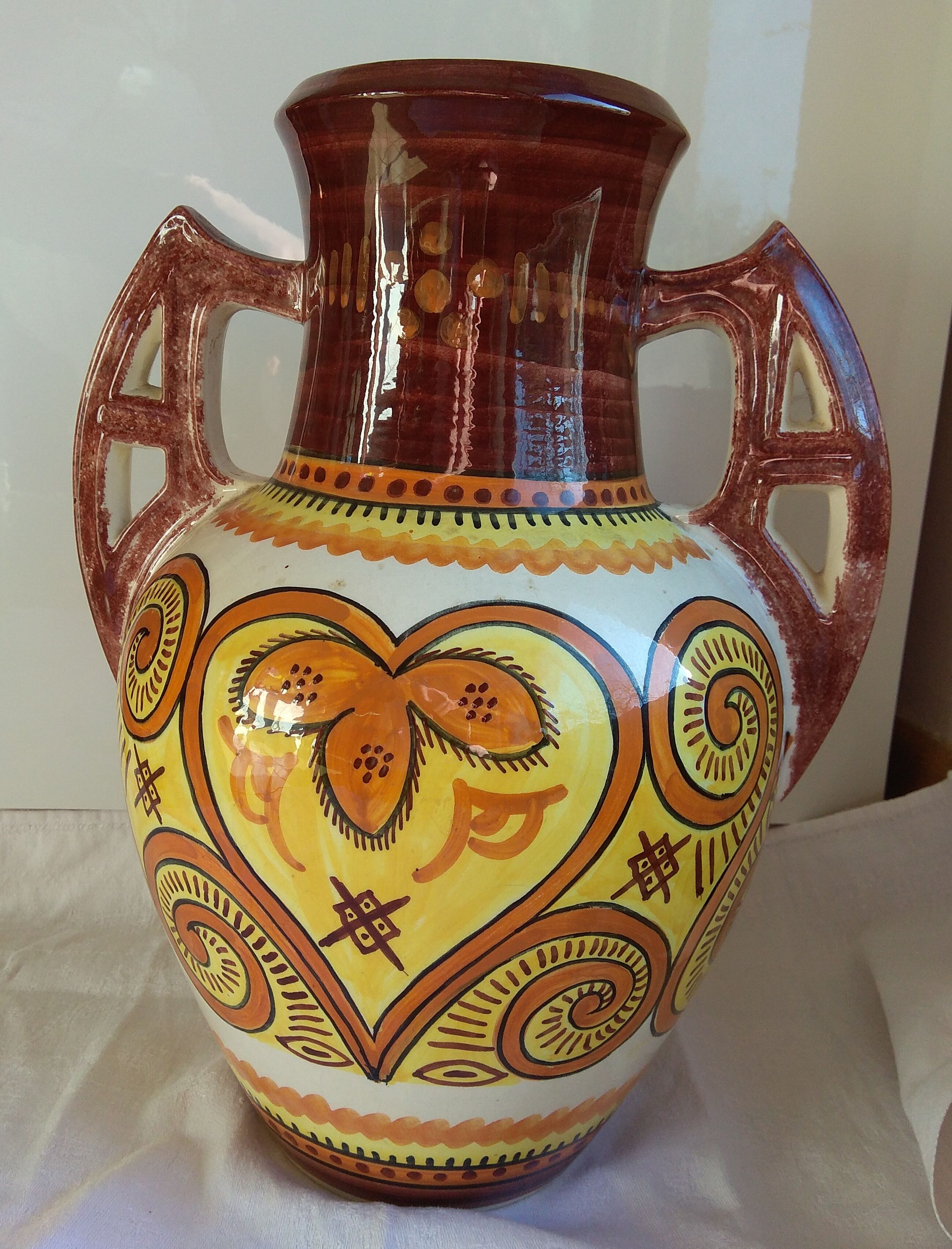 Vase with ceramic handles by Quimper Henriot