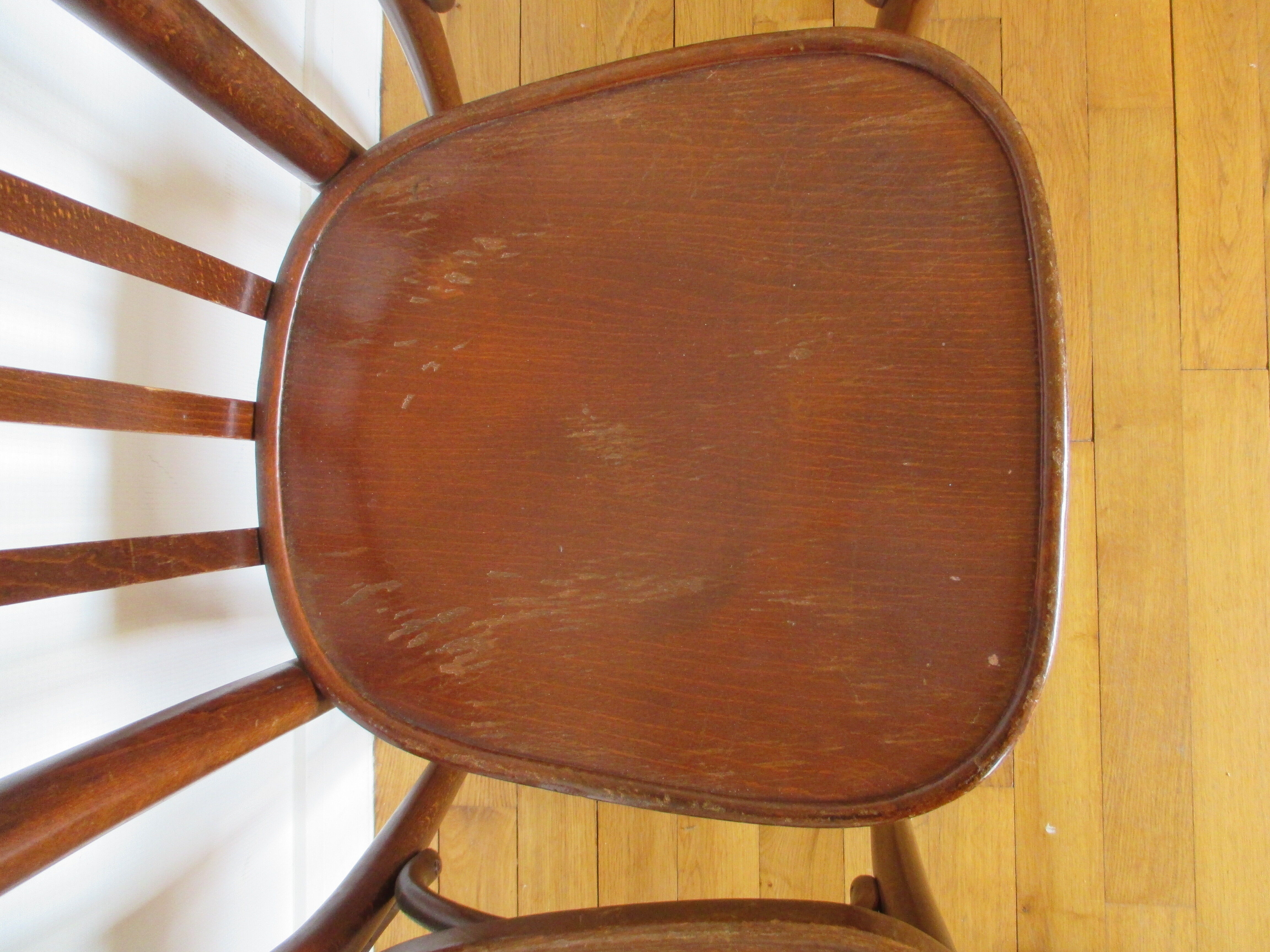 3 Baumann curved wood bistro chairs