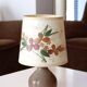 Ceramic lamp with herbarium-style shade from the 60s