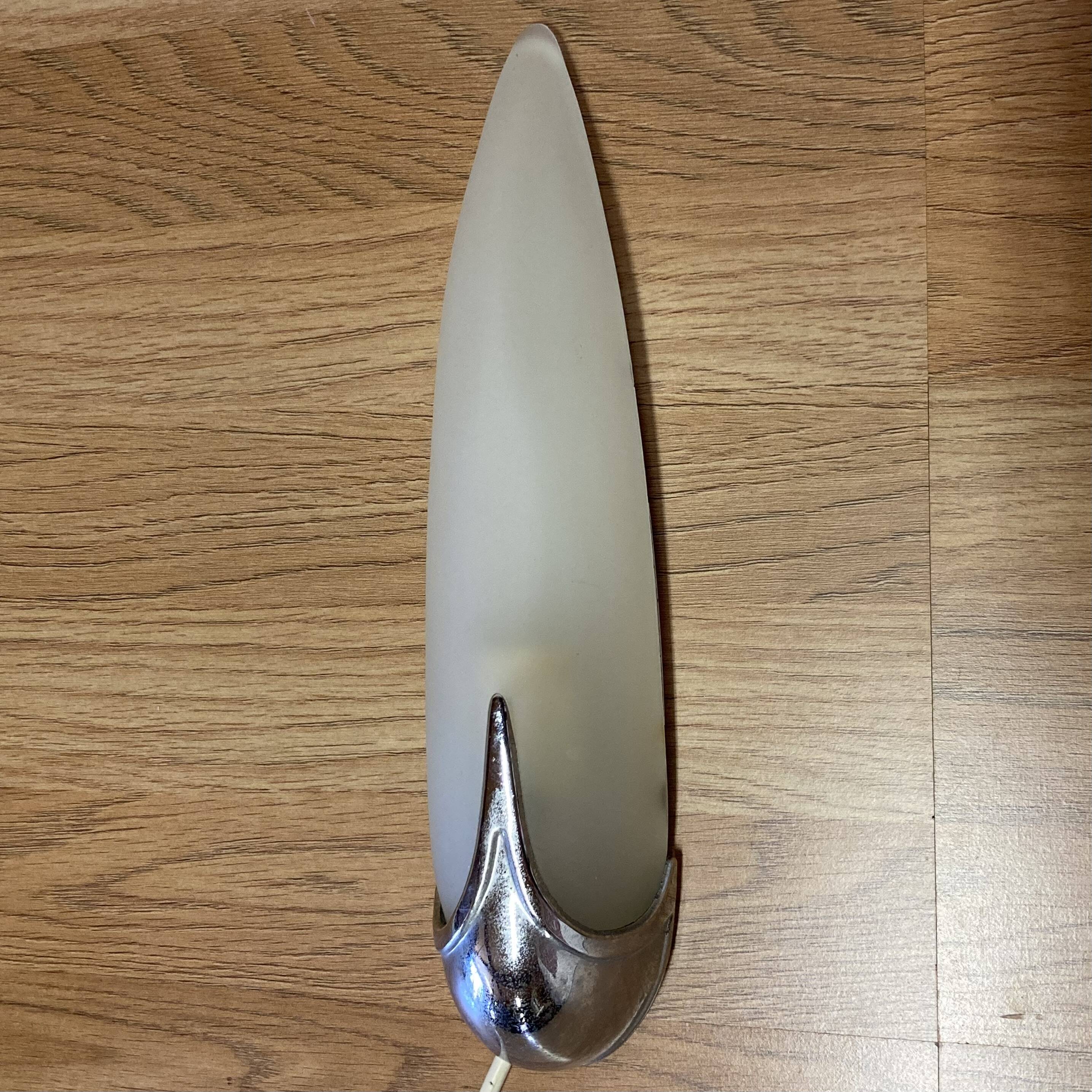 Pair of 1950s designer glass wall lights.