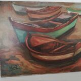 Oil on canvas boat