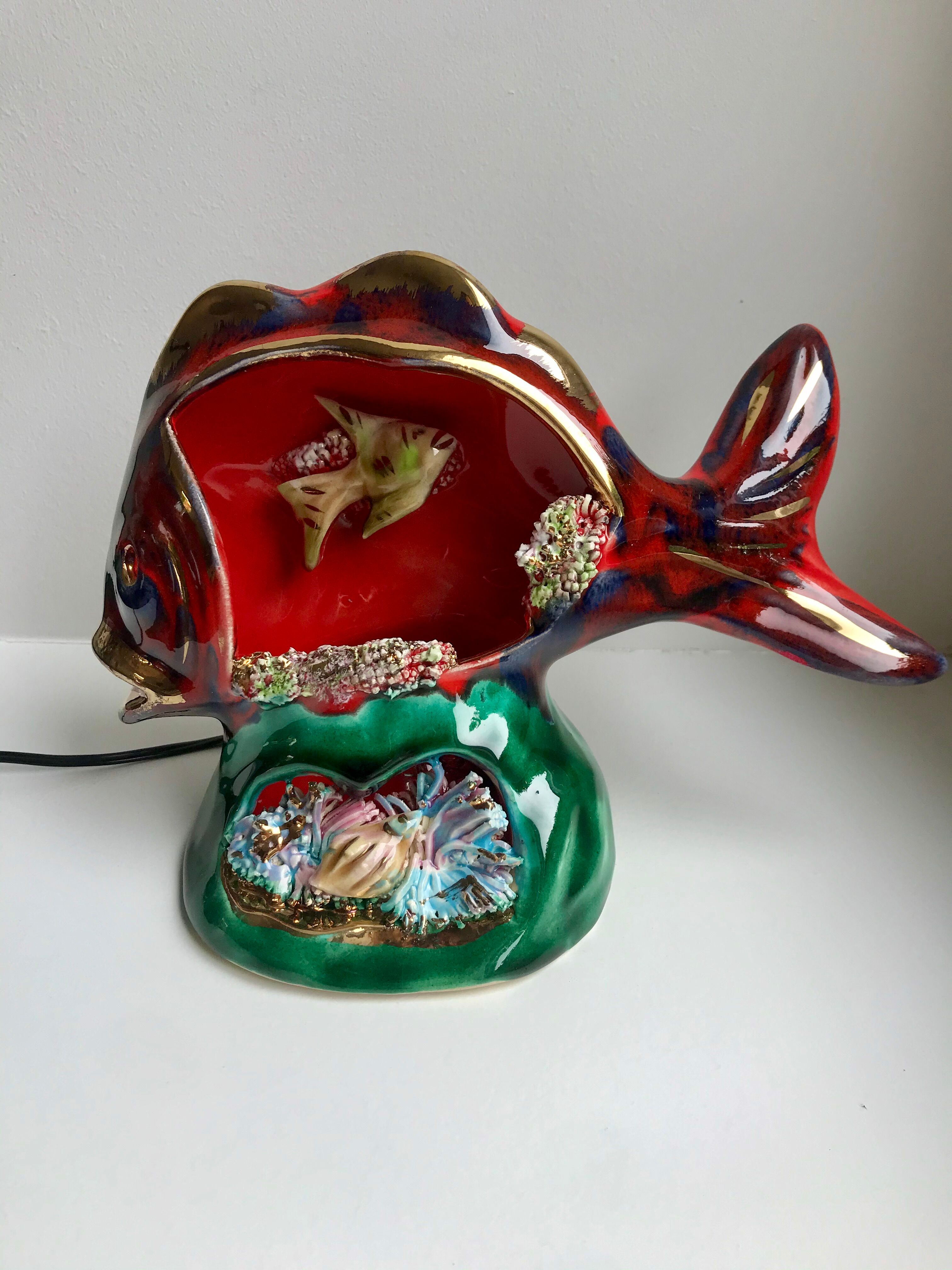 Lampe poisson Vallauris années 70