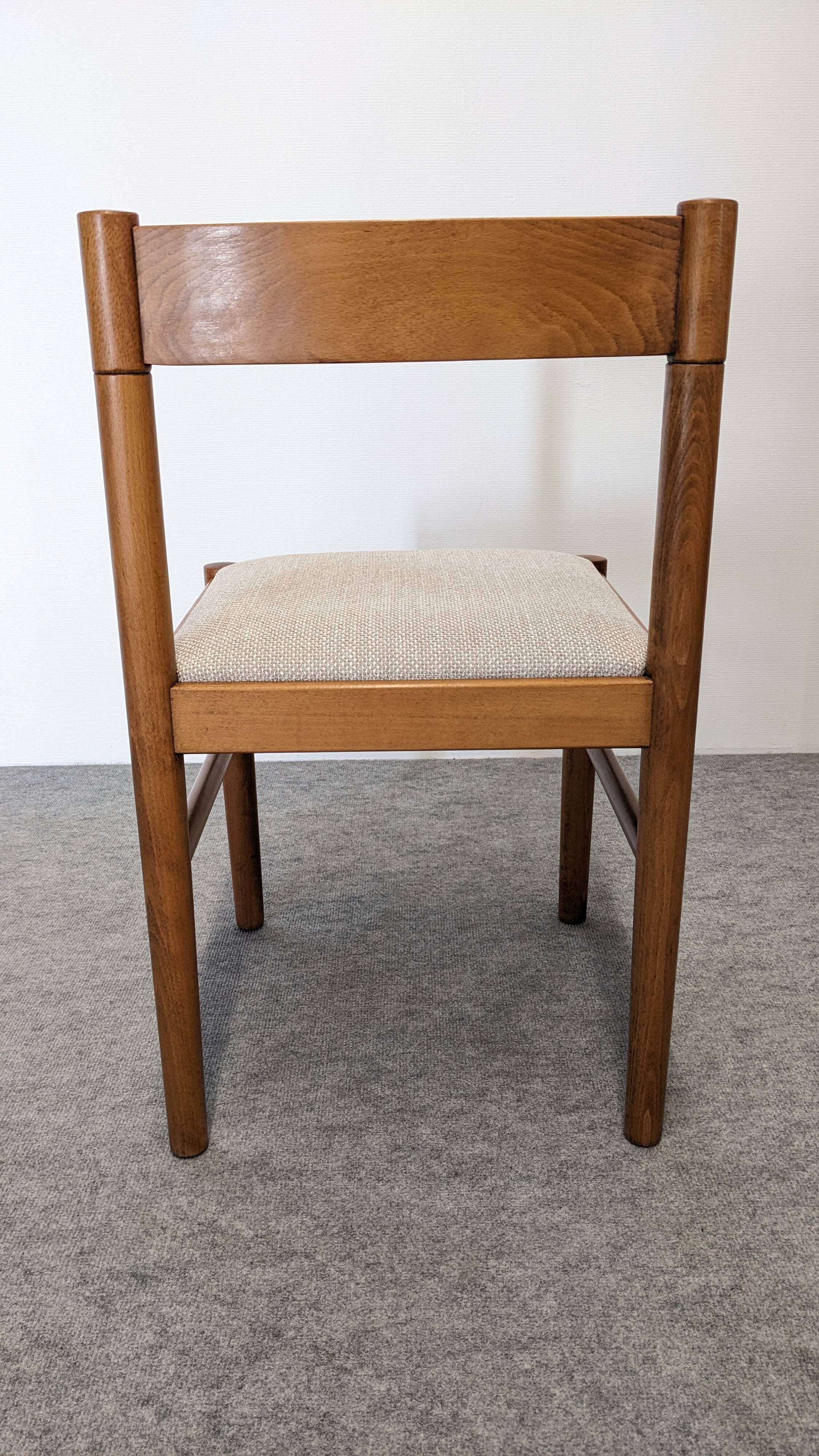 Set of 6 brutalist beech chairs, France circa 1970