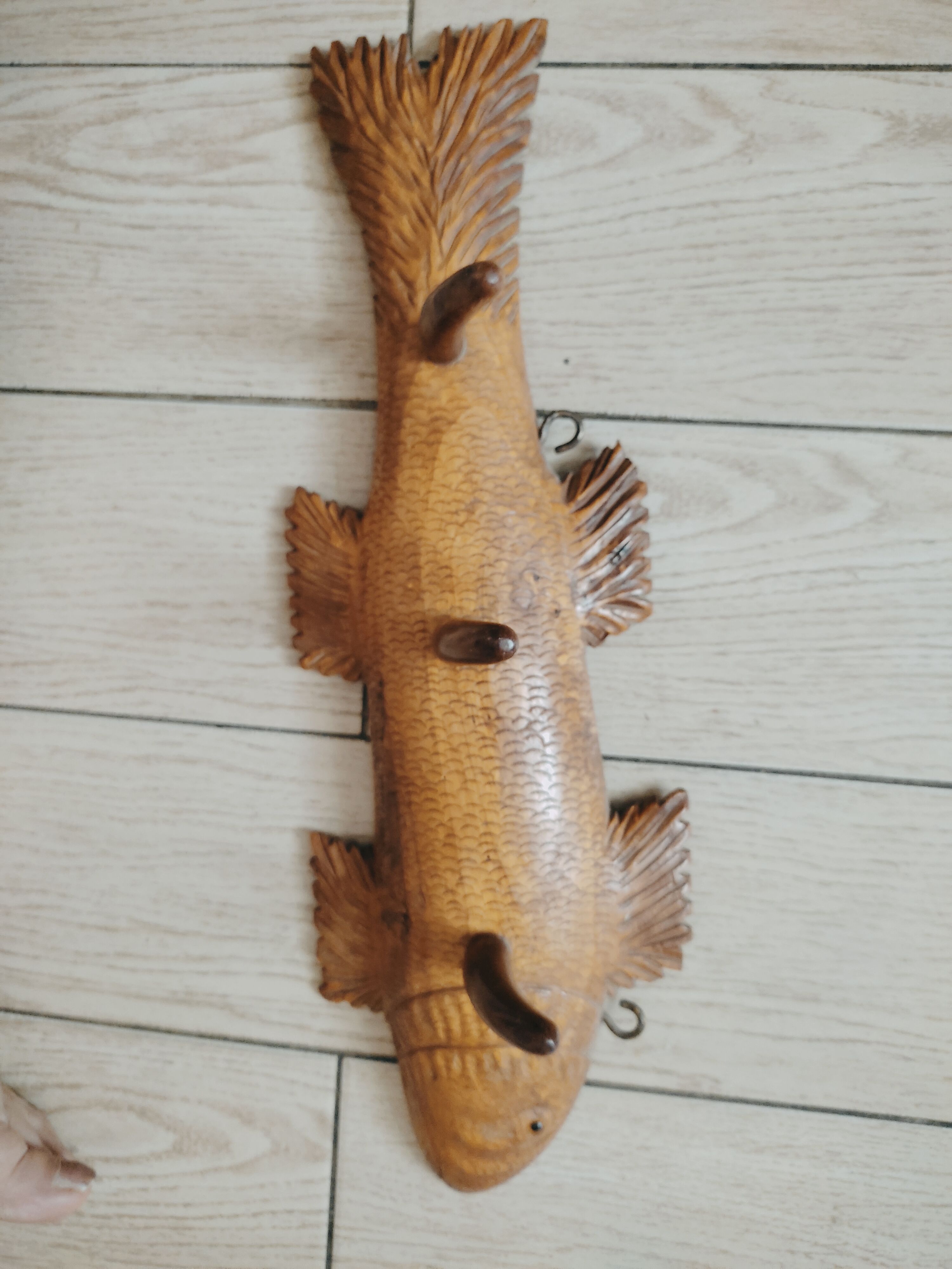 Wooden wall coat rack