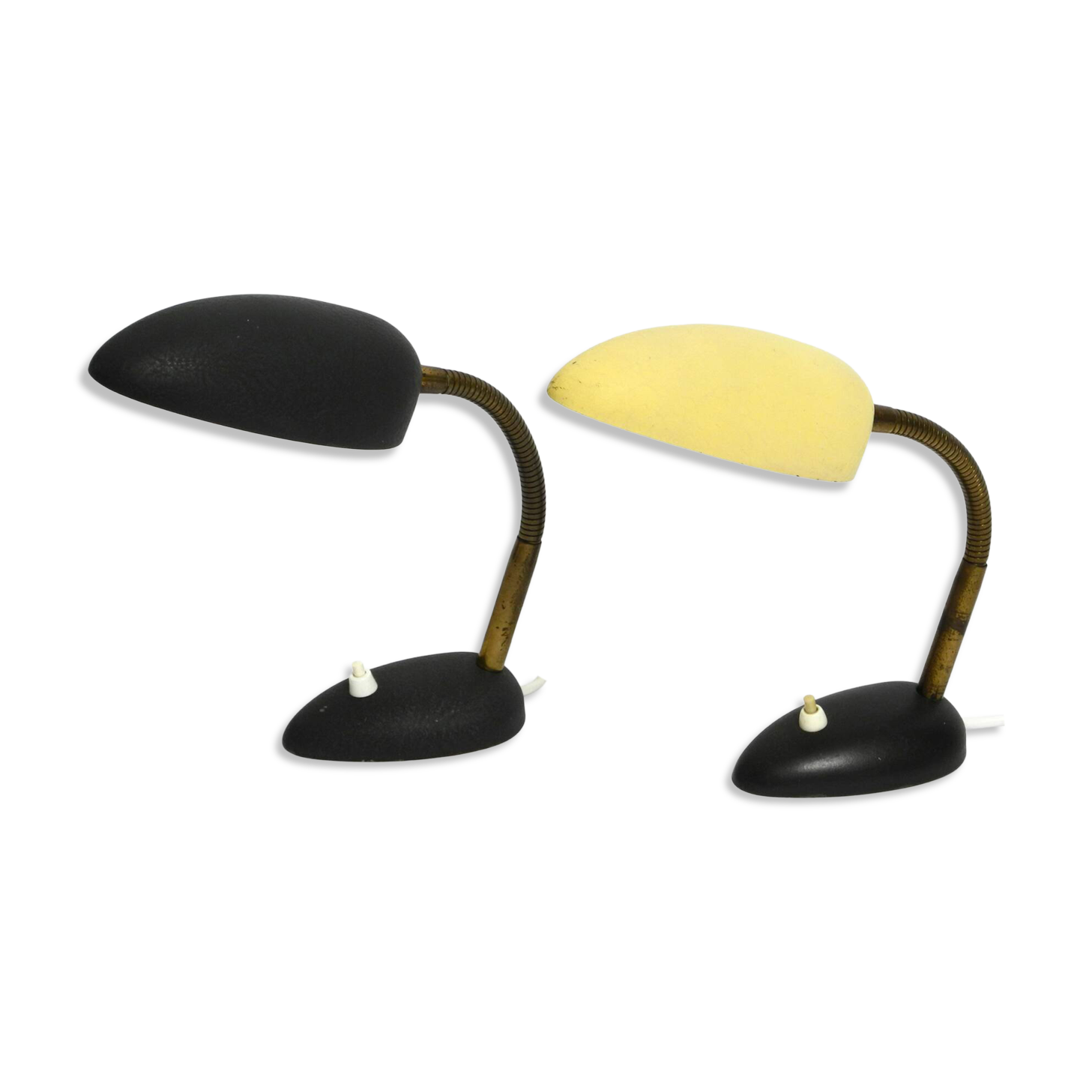 Pair of small 1950s metal table lamps with goosenecks by Gebrüder Cosack