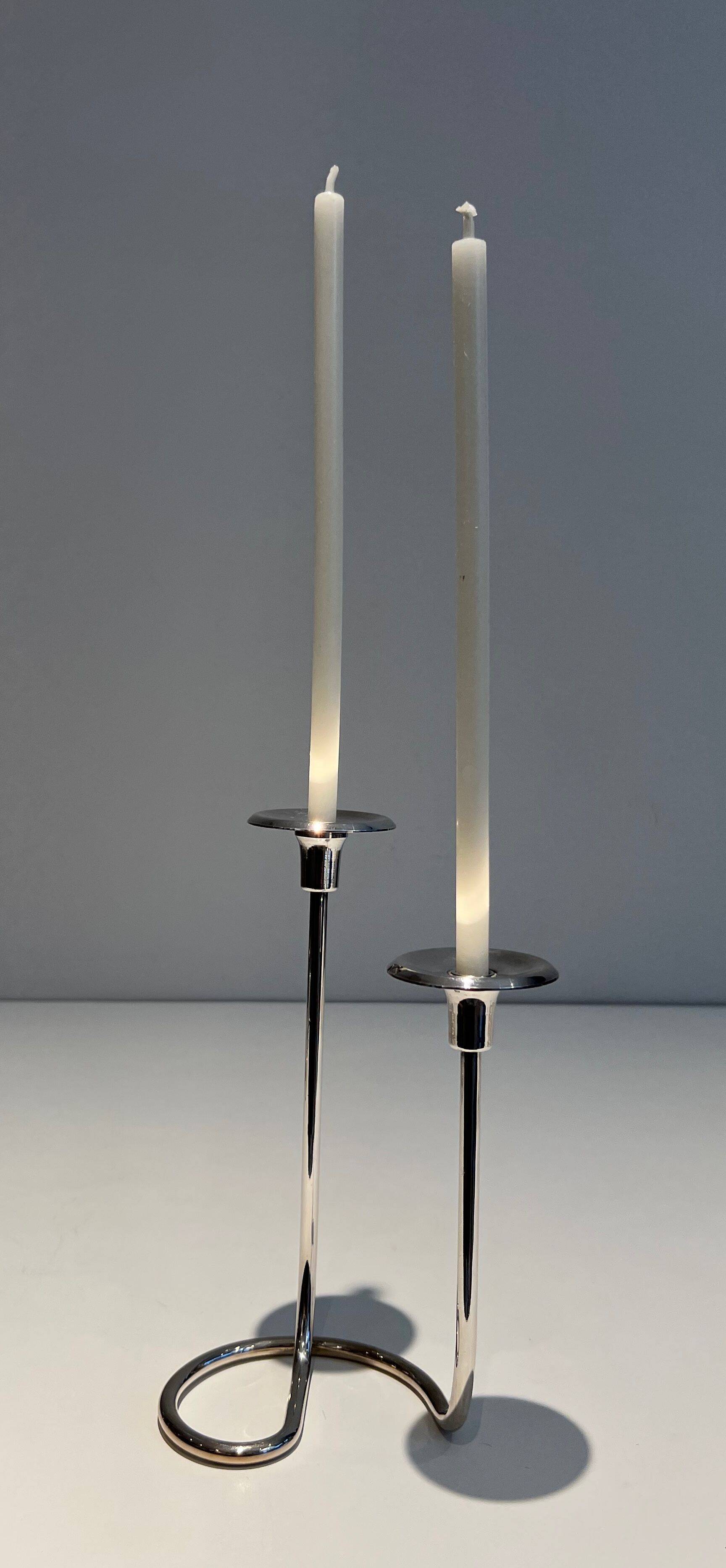 Silver-plated metal candle holder