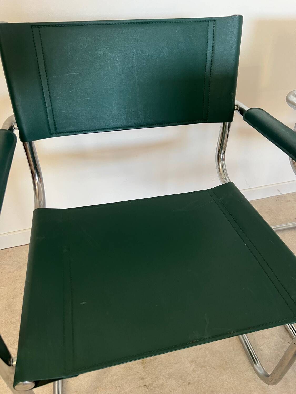 Set of 6 tubular chairs Bauhaus style design 80s/90s green