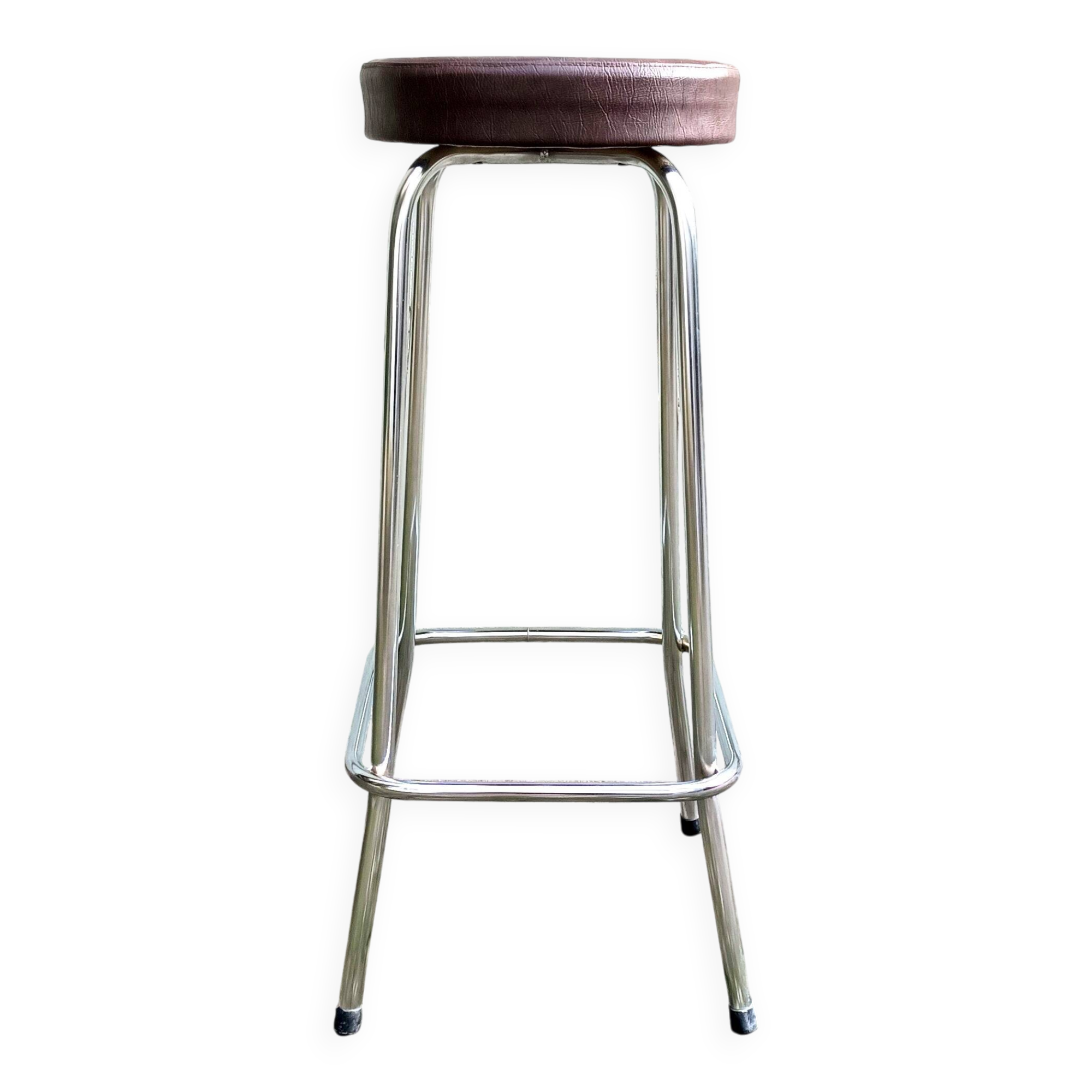 Metal and faux leather bar stool
