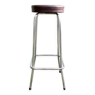 Metal and faux leather bar stool