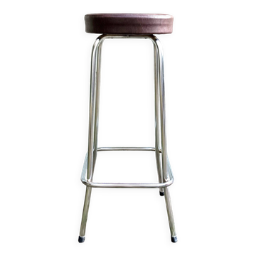Metal and faux leather bar stool