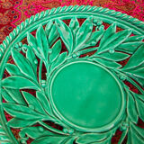 Openwork XL dish in green slurry like olive branches