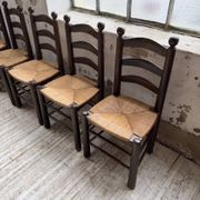 Straw chairs oak 1940s Dudouyt