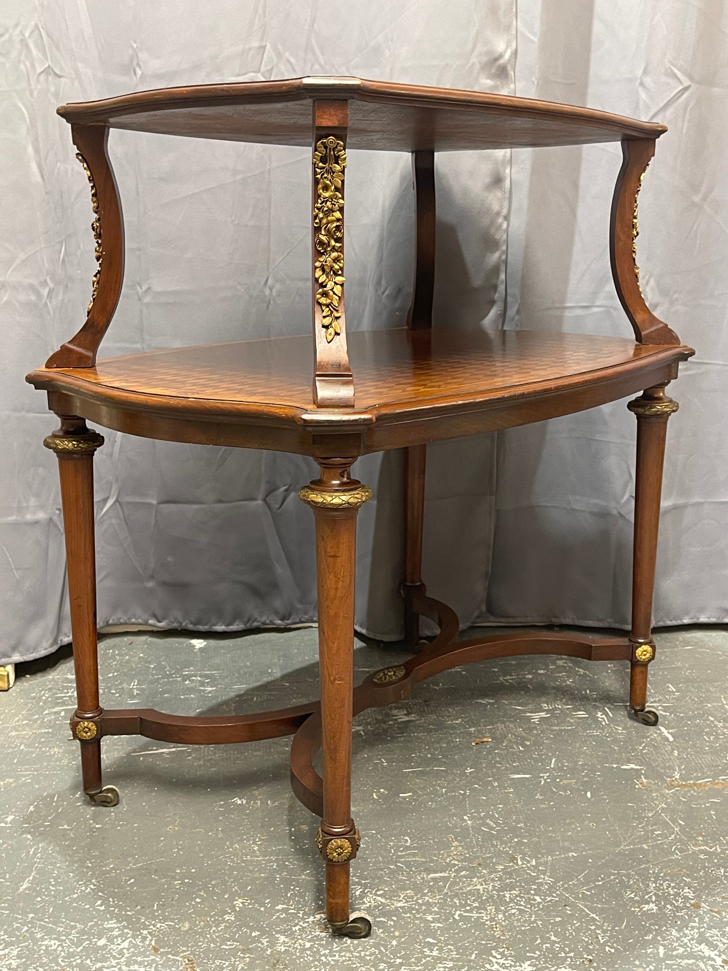 Tea table, marquetry living room table, early 20th century