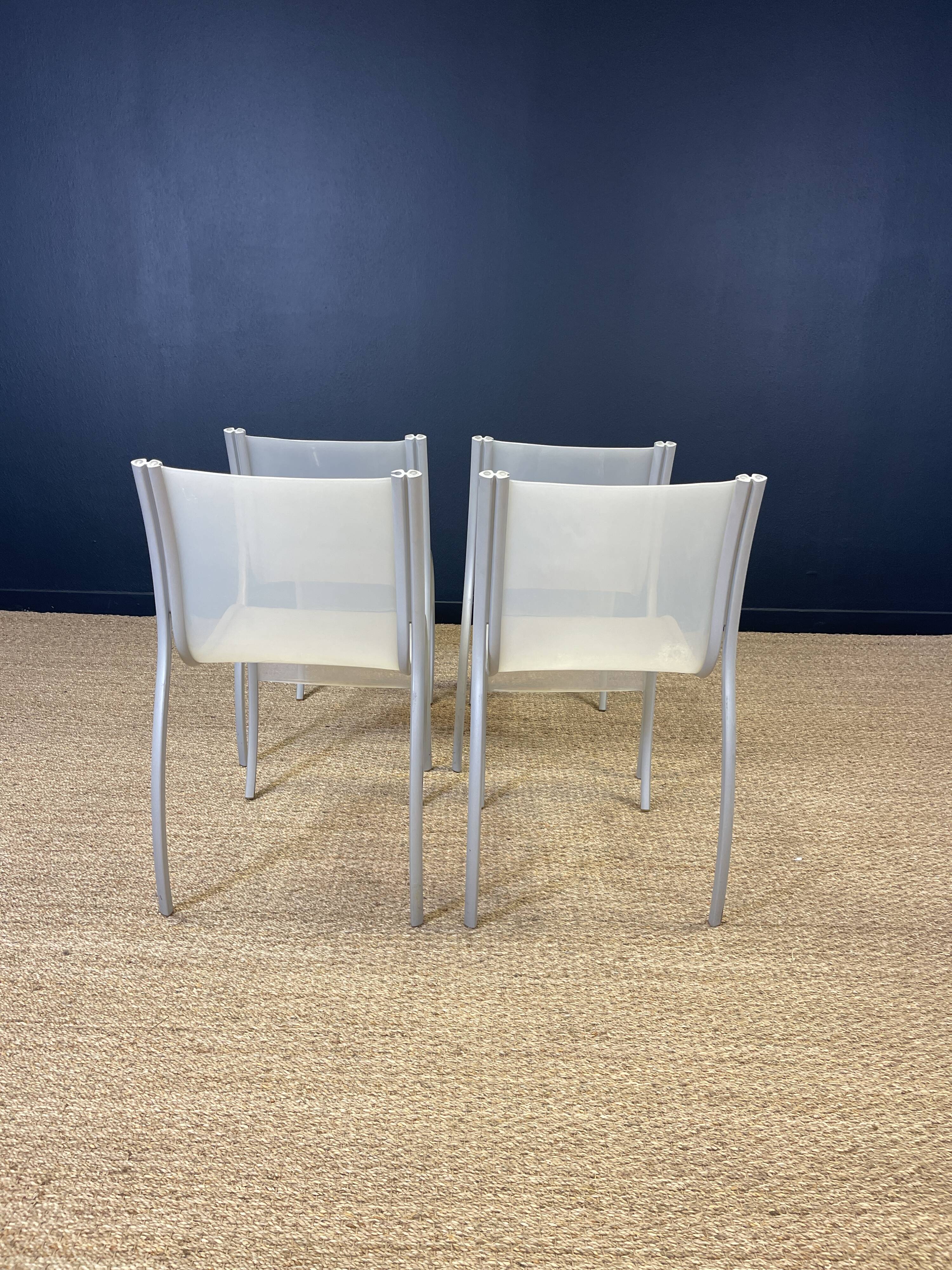 Set of 4 FPE chairs by Ron Arad for Kartell translucent grey 2000s Italy