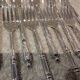 12 four-pronged lunch forks, silver-plated metal, SFAM silversmith, Russian style