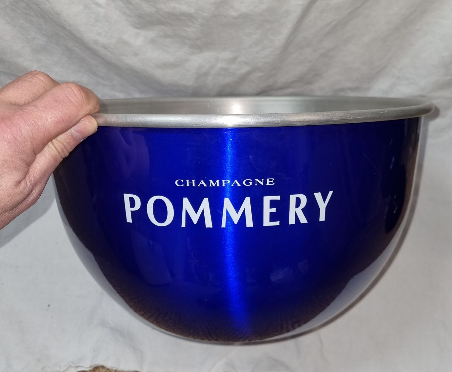 Pommery champagne basin, royal blue aluminum