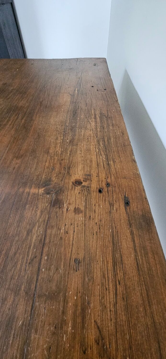 Table de travail française rustique antique de ferme, îlot Louis Philippe