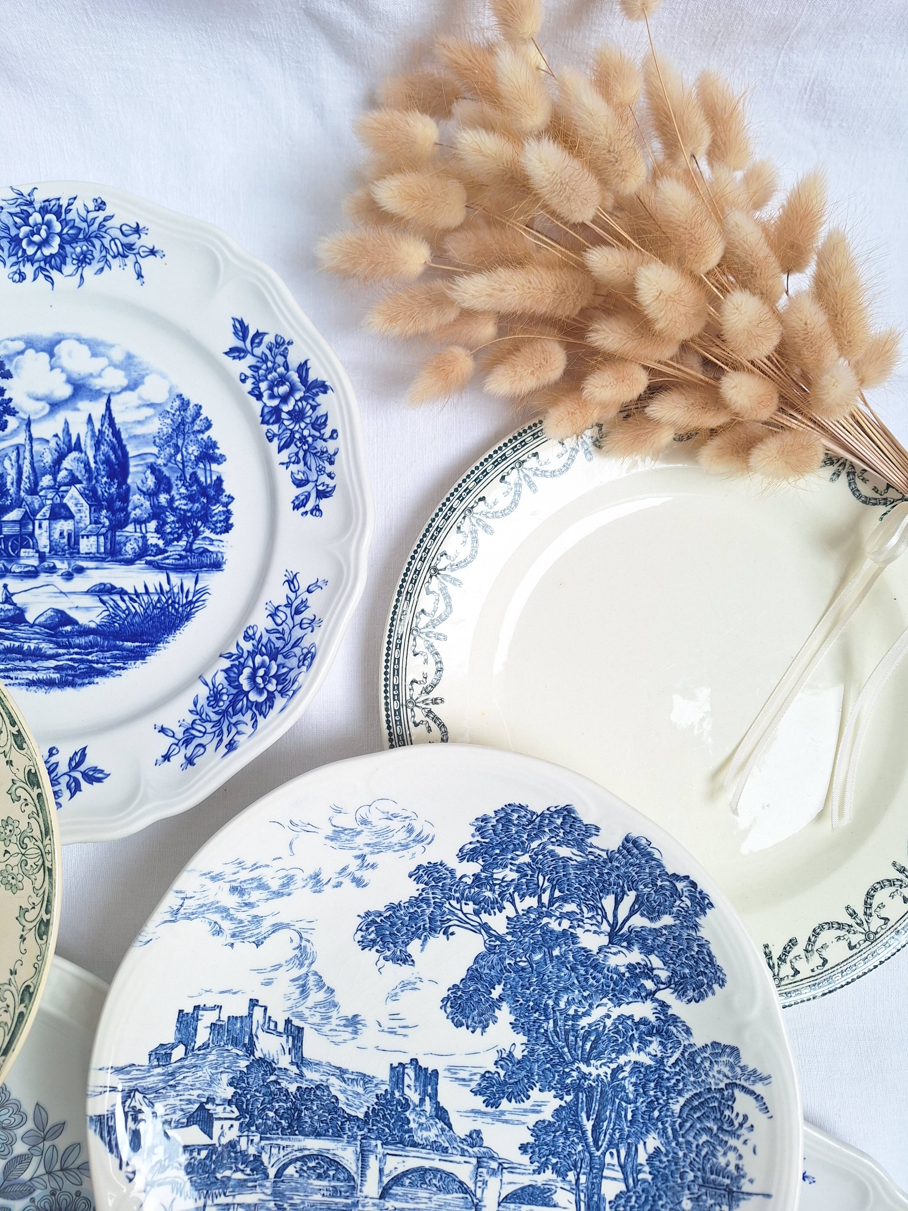 Vintage blue green dinner plates