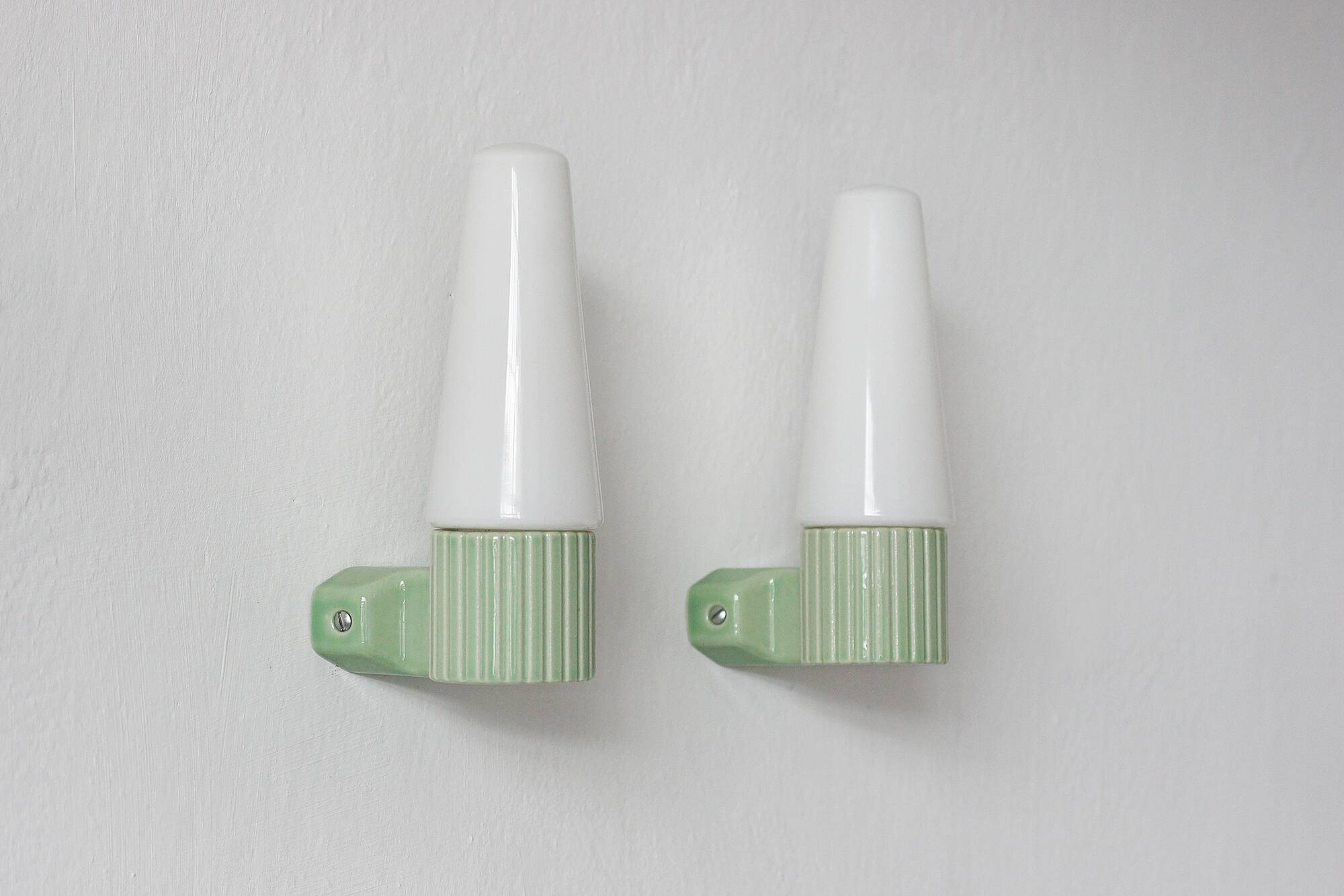 Ceramic Wall Sconces by Hans-Agne Jakobsson for Ifö, Sweden, 1960s, Set of2
