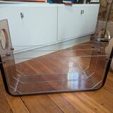Michel Dumas 70's smoked plexi magazine rack