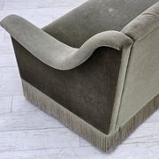 1970s, Danish 3-seater sofa, green furniture velour, beech wood.