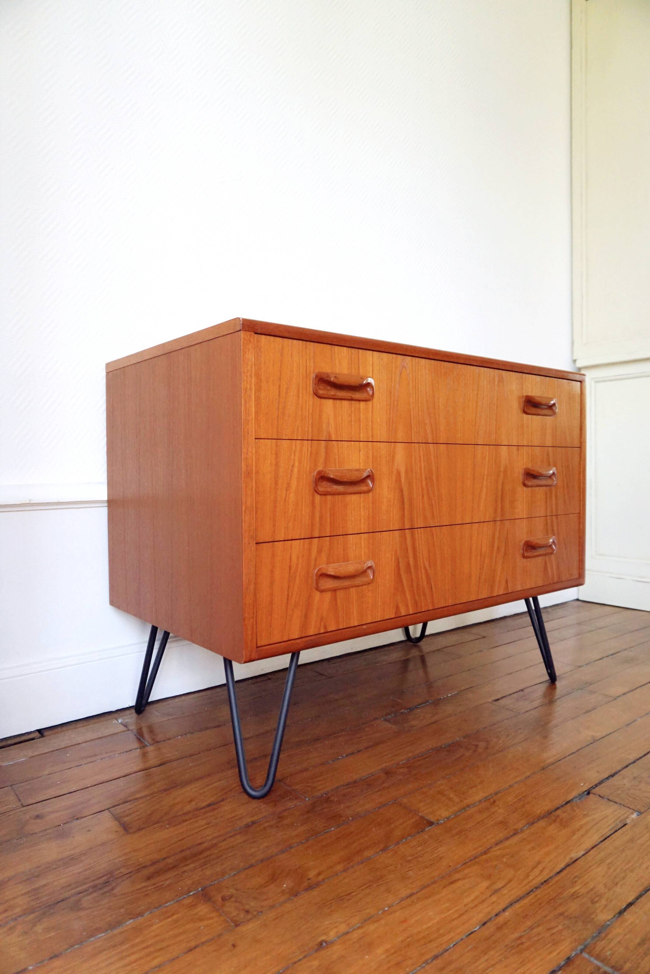 Dresser foot metal by G plan teak