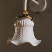 Set of 2 wall sconces in tulip glass painted white