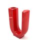 Space age red U letter ceramic solifleur vase, Marcel Radureau Francia 1970