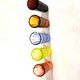 Set of 5 Art Deco 1920s shooter glasses in coloured and uranium glass - ouraline.
