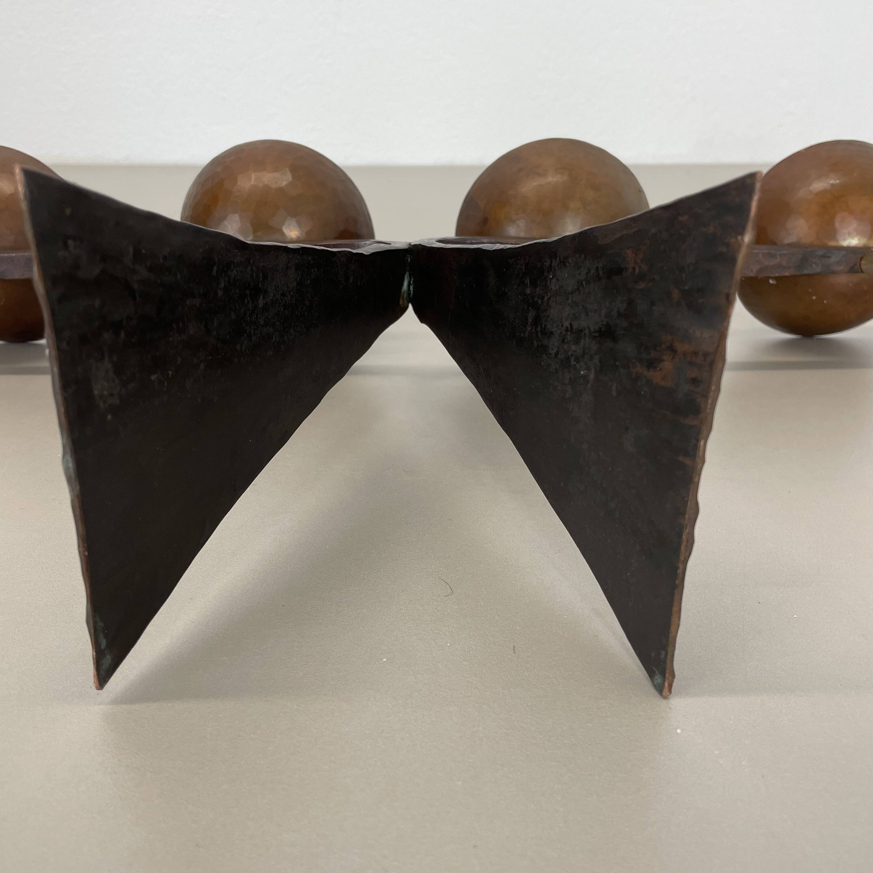 44cm Modernist Auböck Style Brutalist copper metal Candleholder, Austria 19
