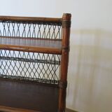 Bookcase - Bibus - 3 levels - woven rattan - bamboo - Vintage - 70s