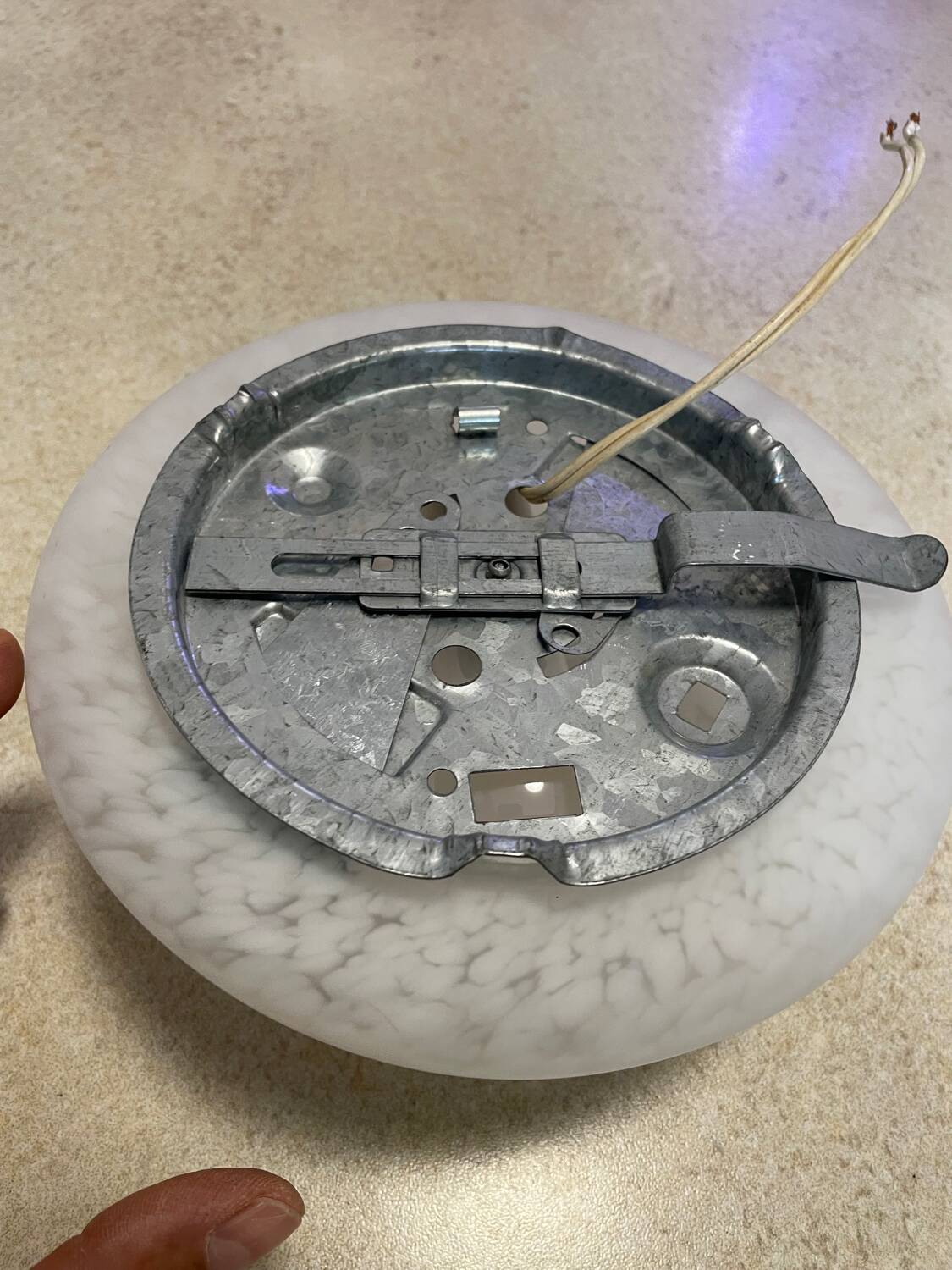Half-globe ceiling light with speckled glass