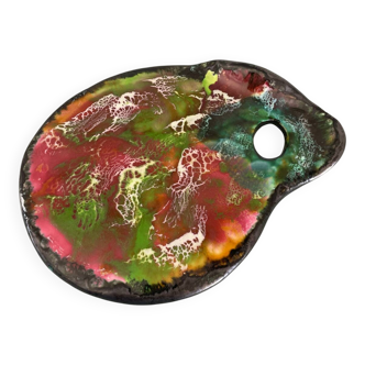 Golden ceramic paint palette, plate.