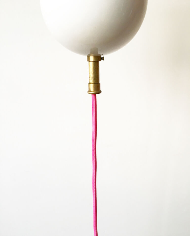 Hanging in opaline and teak Louis Kalff