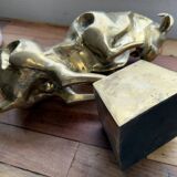 After Dali: gilded bronze sculpture depicting an abstract bull