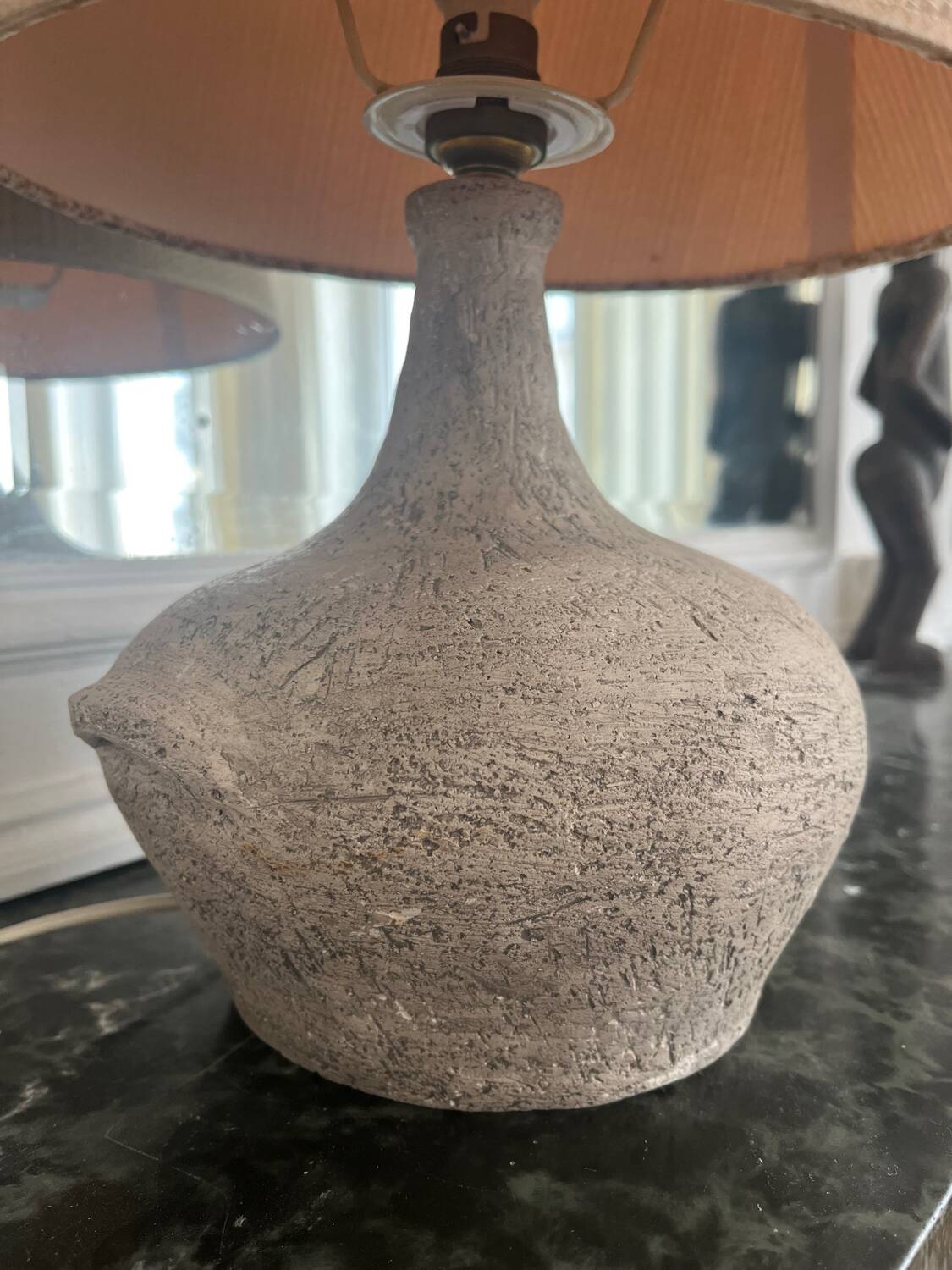 Handcrafted ceramic lamp signed ryes, 1960s