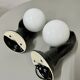 2 black ceramic hand lamps from the 70s / vintage and opaline lamp