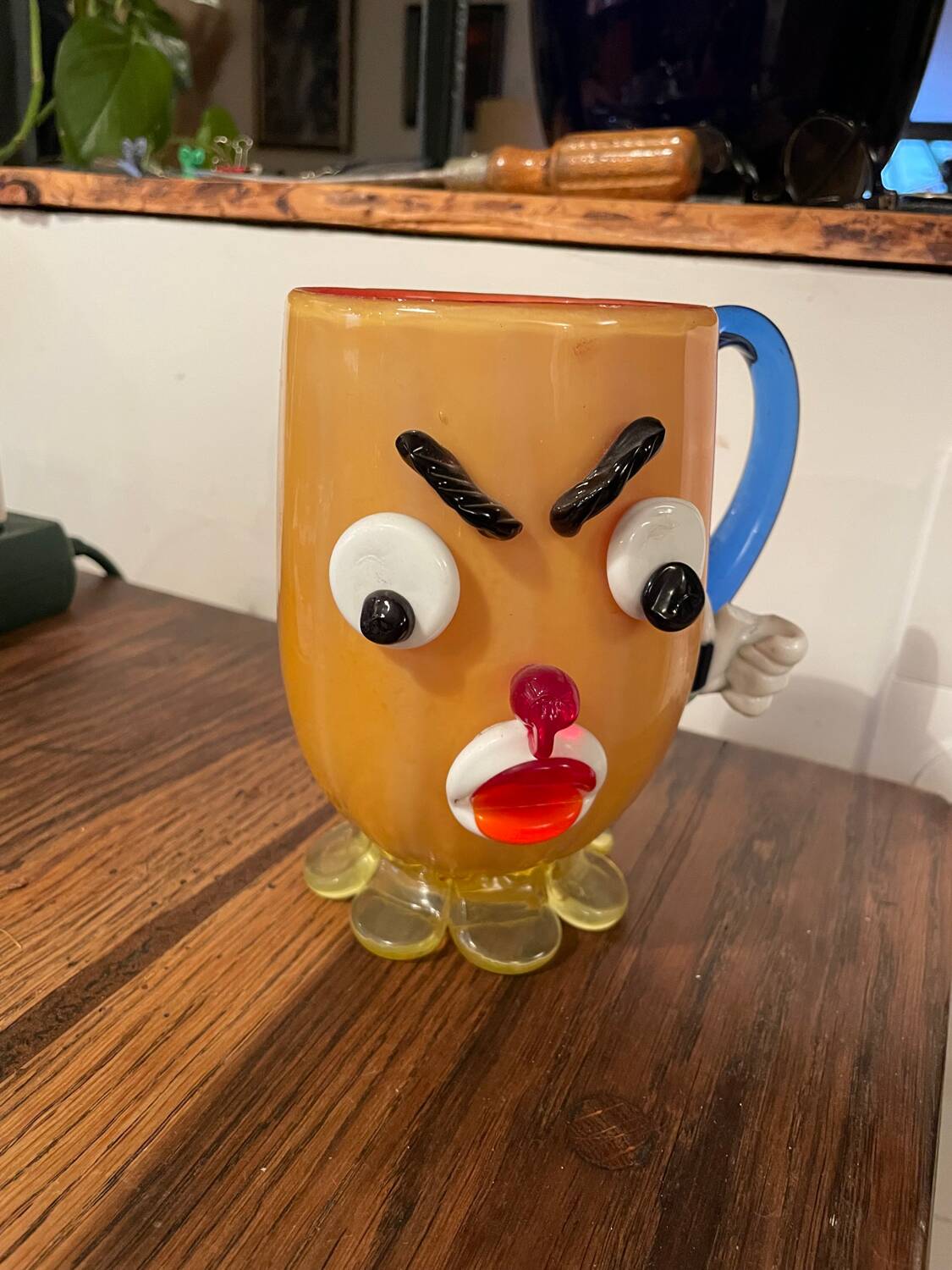 Vase chope verre Murano clown vintage
