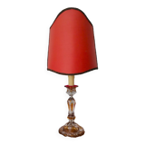 Lampe de table en soie rouge en soie rouge Art Nouveau français, années 1940