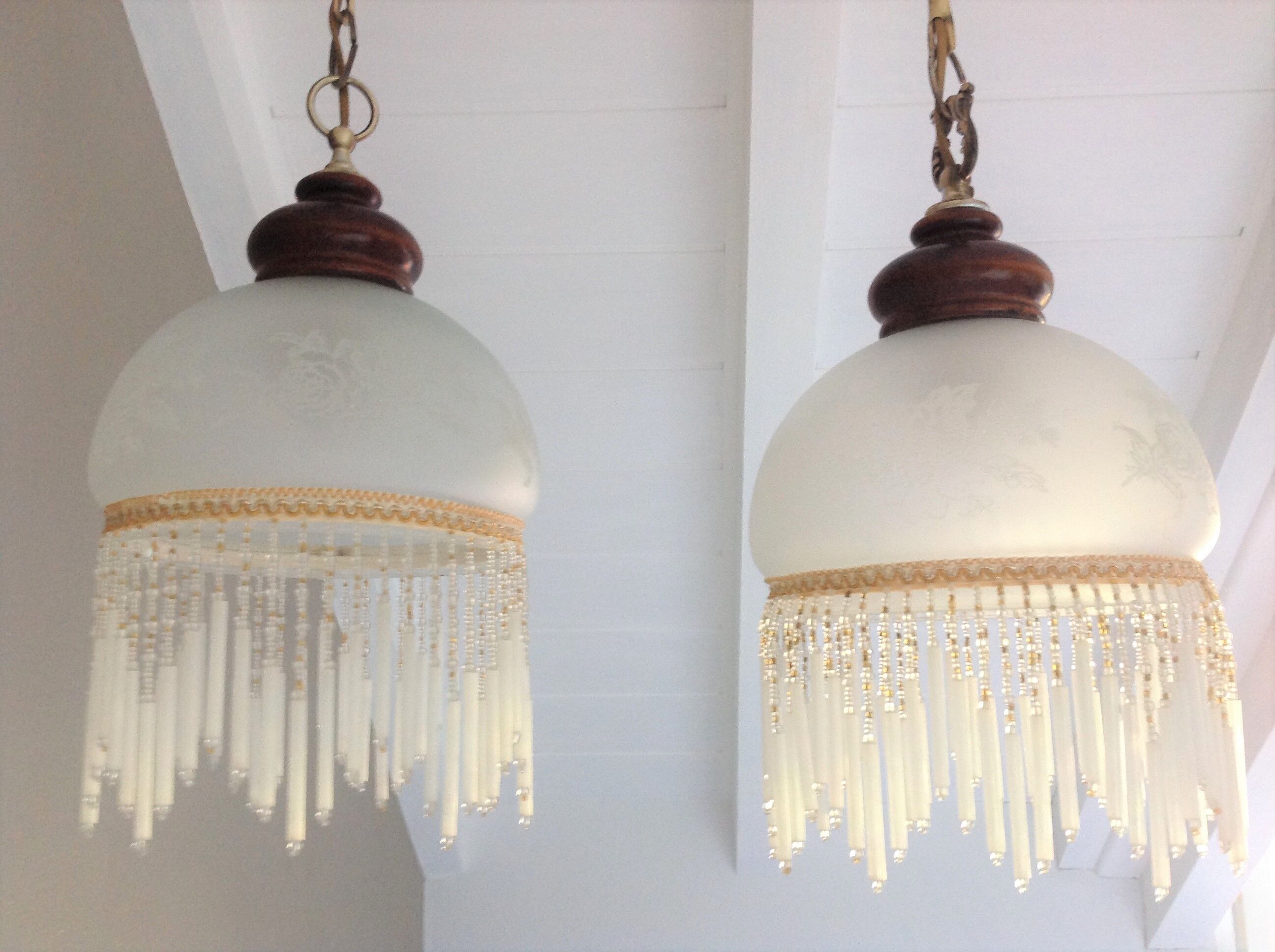 Pair of art deco style frosted glass globes