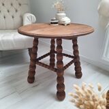Table basse, bout de canapé à pieds bobines