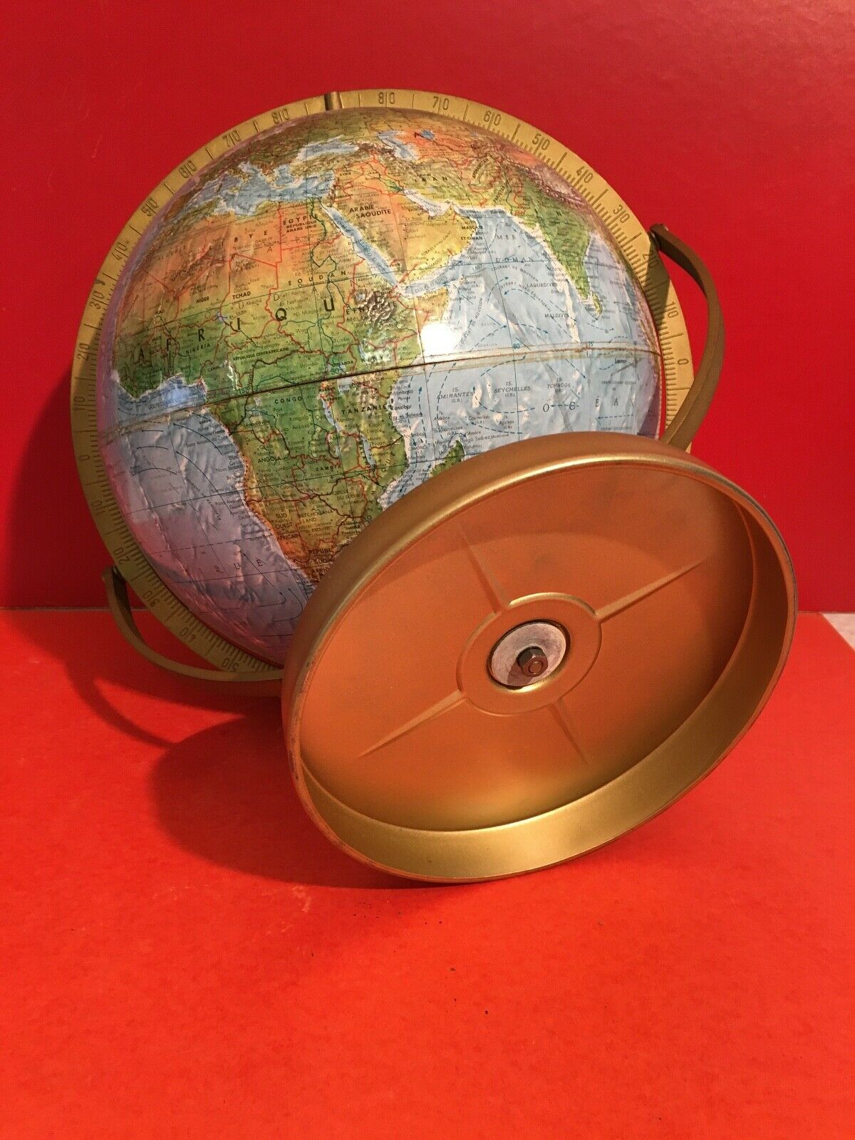 Mappemonde globe terrestre scan globe A/S Danemark carton & laiton & métal